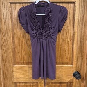 Vintage Babydoll Ruffle Front Plum Tunic Top – Heart & Soul – Size Large